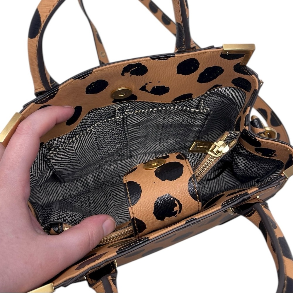Rebecca Minkoff Small Amorous Satchel Tan Black Polka Dot Leather Handbag - Picture 14 of 16